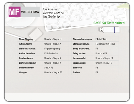 Sage 50 Tastenkürzel Vorlage für Mousepads Sage 50 Tastenkürzel Vorlage für Mousepads